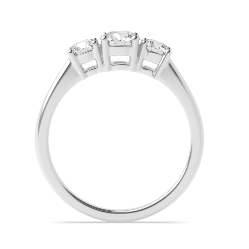 4 Prong Round Platinum Classic Graduated Three Stone Engagement Ring