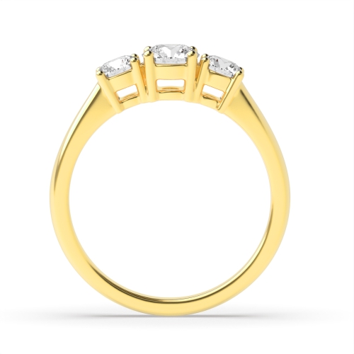 4 Prong Round Yellow Gold Classic Graduated Three Stone Engagement Ring