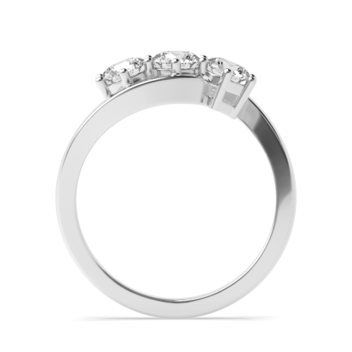 6 Prong Round White Gold Three Stone Engagement Ring