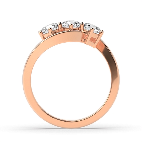 6 Prong Round Rose Gold Twist Trilogy Engagement Rings