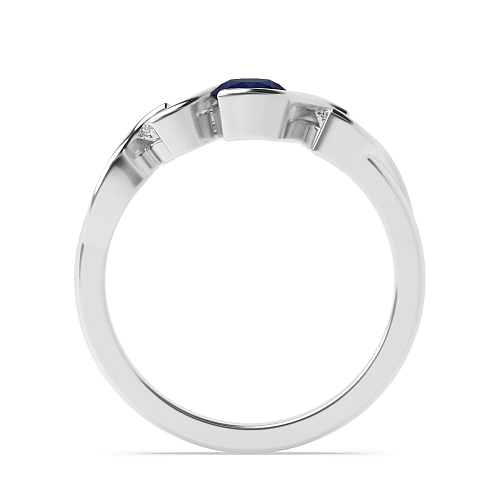 Round Ribbon Styled Blue Sapphire Engagement Rings