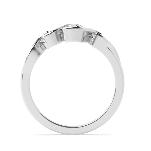 Bezel Setting Round Ribbon Styled Trilogy Engagement Rings