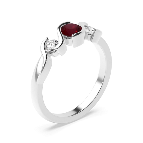 Round Ribbon Styled Ruby Engagement Rings