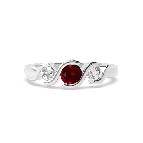Round Ribbon Styled Ruby Engagement Rings