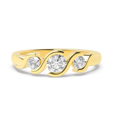 Round Yellow Gold Ribbon Styled Engagement Rings