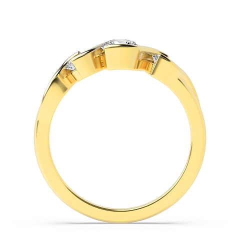Round Yellow Gold Ribbon Styled Engagement Rings