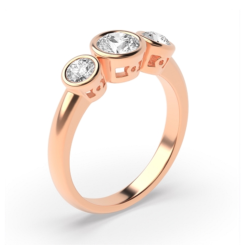 Round Rose Gold Trinity Trilogy Engagement Rings