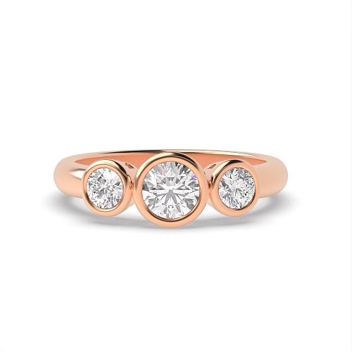 Round Rose Gold Trinity Trilogy Engagement Rings