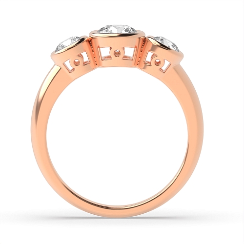Round Rose Gold Trinity Trilogy Engagement Rings