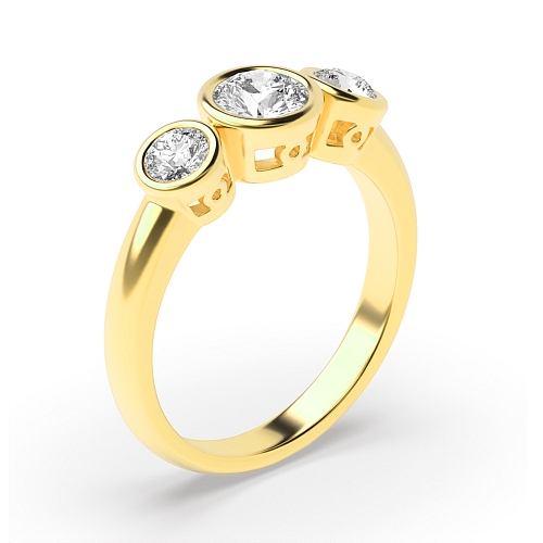 Round Yellow Gold Trinity Engagement Rings