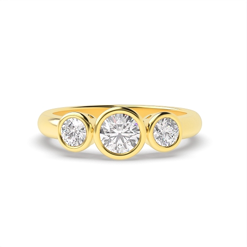 Round Yellow Gold Trinity Engagement Rings