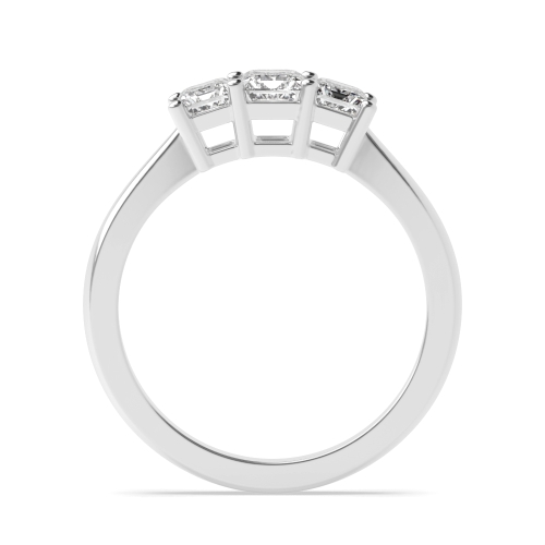 4 Prong Emerald Basket setting Naturally Mined Diamond Trilogy Engagement Rings