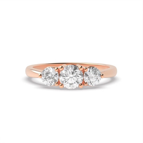 4 Prong Round Rose Gold Ending claws tappered shoulder Trilogy Engagement Rings