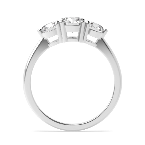 4 Prong Round Ending claws tappered shoulder Trilogy Engagement Rings