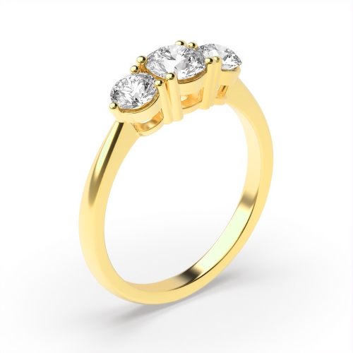 4 Prong Round Yellow Gold Ending claws tappered shoulder Engagement Rings
