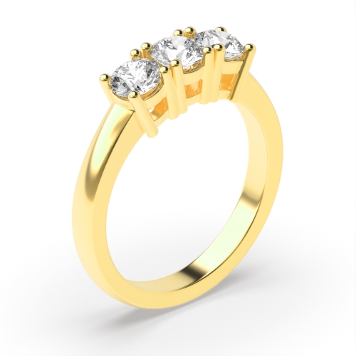 4 Prong Set Round Trilogy Diamond Ring In Yellow / White Gold