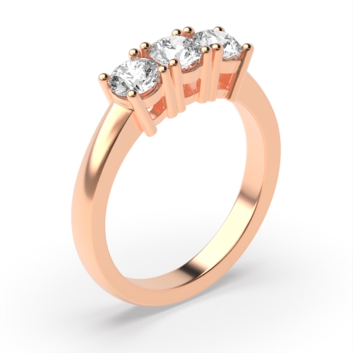 4 Prong Round Rose Gold Enqual size Trilogy Engagement Rings