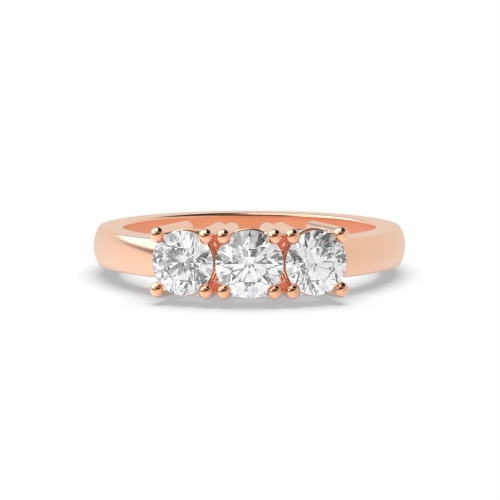 4 Prong Round Rose Gold Enqual size Trilogy Engagement Rings