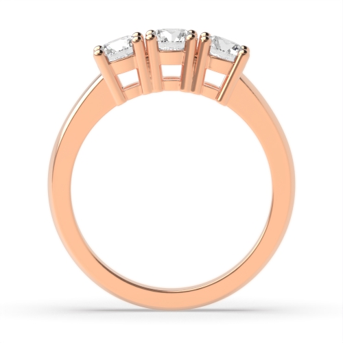 4 Prong Round Rose Gold Enqual size Trilogy Engagement Rings