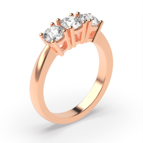 4 Prong Round Rose Gold Separate claws Trilogy Engagement Rings