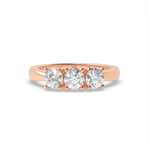 4 Prong Round Rose Gold Separate claws Trilogy Engagement Rings