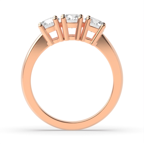 4 Prong Round Rose Gold Separate claws Trilogy Engagement Rings
