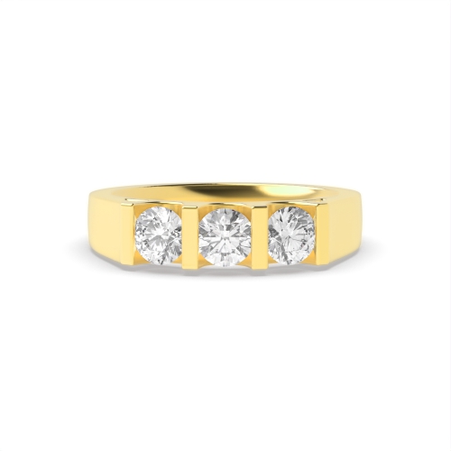 Channel Setting Round Yellow Gold U shape Engagement Rings