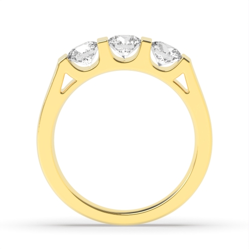 Channel Setting Round Yellow Gold U shape Engagement Rings