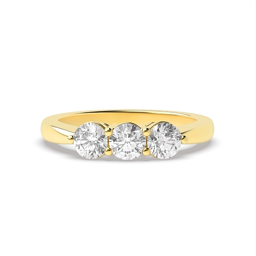 4 Prong Round Yellow Gold Ending claws equal size Engagement Rings
