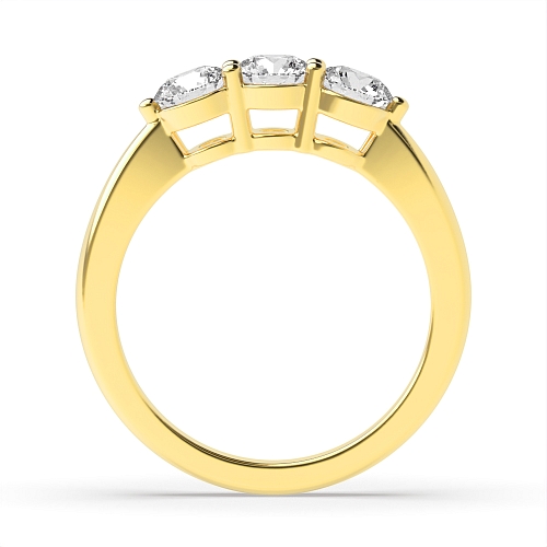 4 Prong Round Yellow Gold Ending claws equal size Engagement Rings