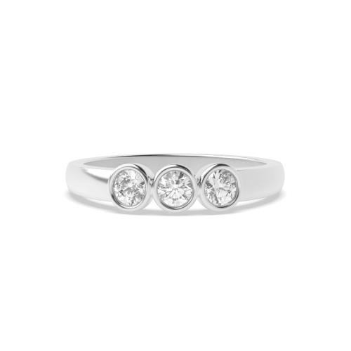 Round Trilogy Diamond Rings Prong Setting in Platinum