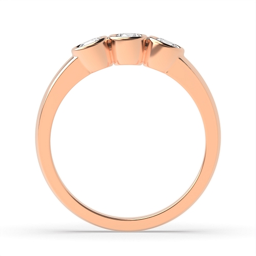 Bezel Setting Round Rose Gold Rub over Trilogy Engagement Rings