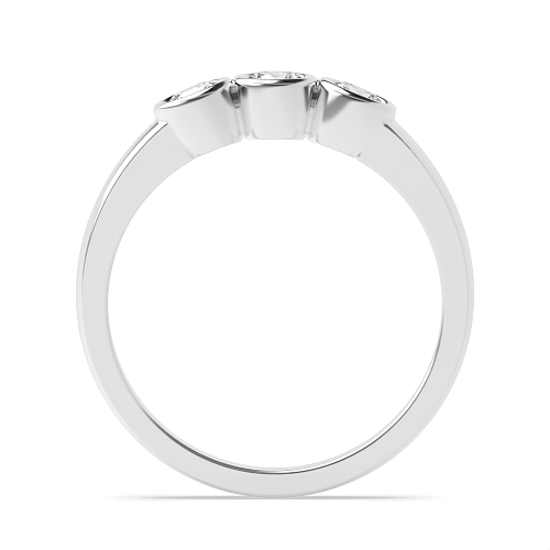 Bezel Setting Round Rub over Trilogy Engagement Rings