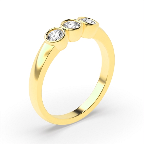 Bezel Setting Round Yellow Gold Rub over Engagement Rings