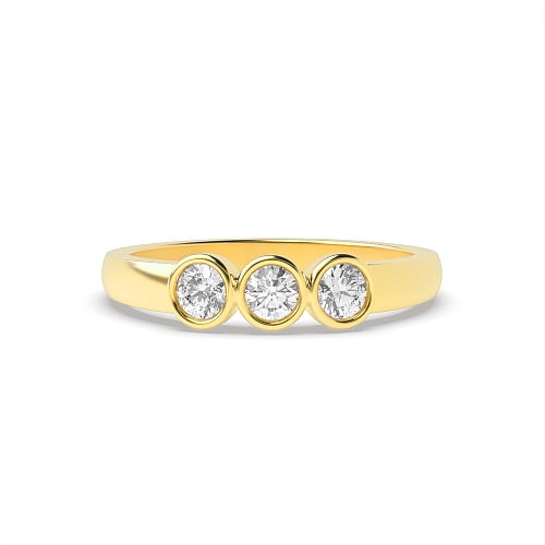 Bezel Setting Round Yellow Gold Rub over Engagement Rings