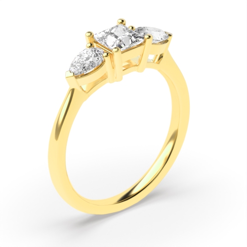 Princess Trilogy Diamond Ring 4 Prong Setting in Rose Gold / Platinum