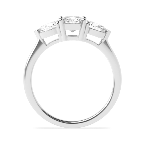 4 Prong Princess with pear on middle Three Stone Diamond Ring