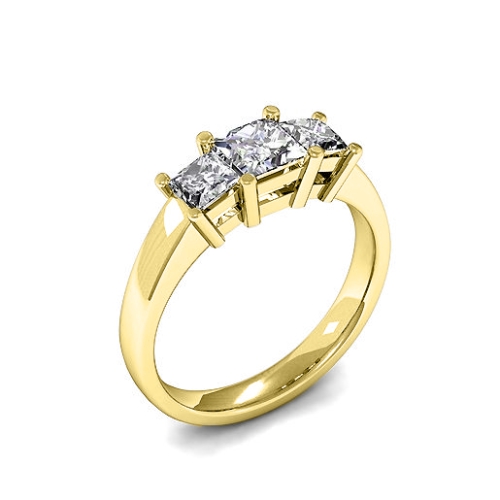 White Gold Princess Trilogy Diamond Ring 4 Prong Setting