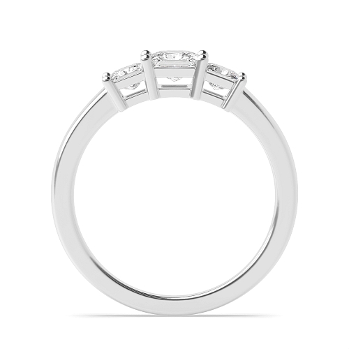 4 Prong Princess Basket setting Naturally Mined Diamond Trilogy Engagement Rings