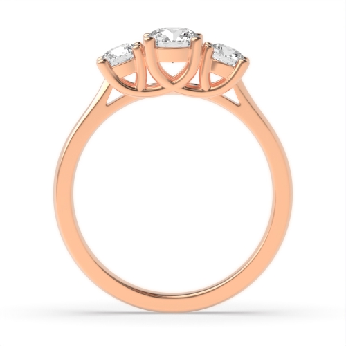 4 Prong Round Rose Gold Crossover claws high set Trilogy Engagement Rings