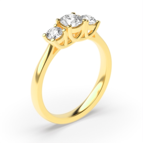 4 Prong Round Yellow Gold Crossover claws high set Engagement Rings