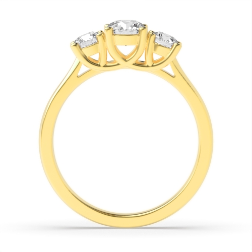 4 Prong Round Yellow Gold Crossover claws high set Engagement Rings