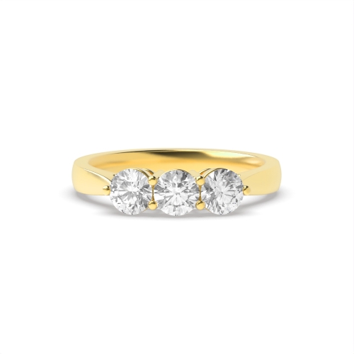 4 Prong Round Yellow Gold Ending shared claws Engagement Rings
