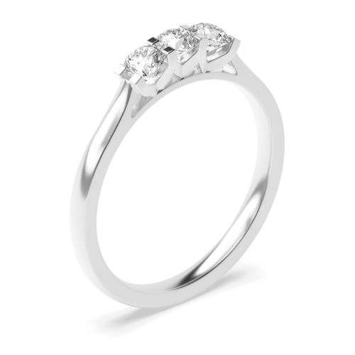 4 Prong Round Three Stone Engagement Rings