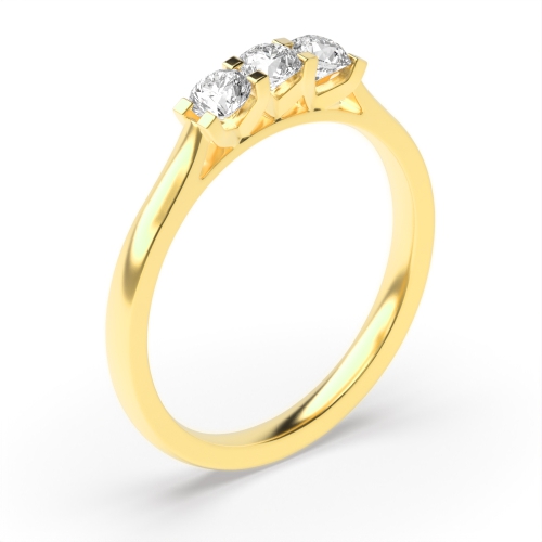 4 Prong Round Yellow Gold V style setting Engagement Rings