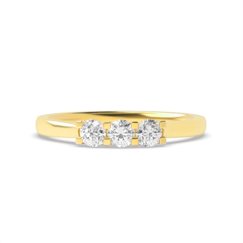 4 Prong Round Yellow Gold V style setting Engagement Rings