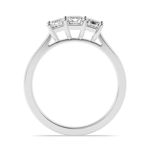 4 Prong Emerald Raised setting shared claw Naturally Mined Diamond Trilogy Engagement Rings