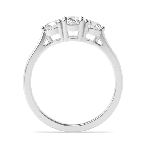 4 Prong Oval Three Stone Engagement Ring