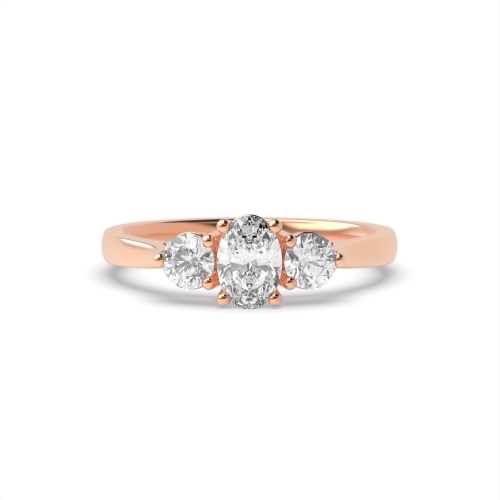 4 Prong Oval Rose Gold Solara Trilogy Engagement Rings