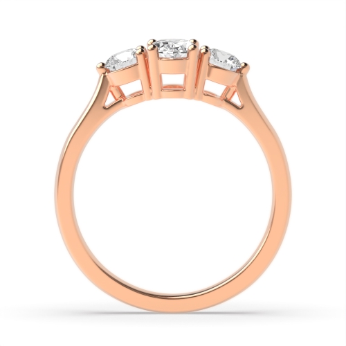 4 Prong Oval Rose Gold Solara Trilogy Engagement Rings